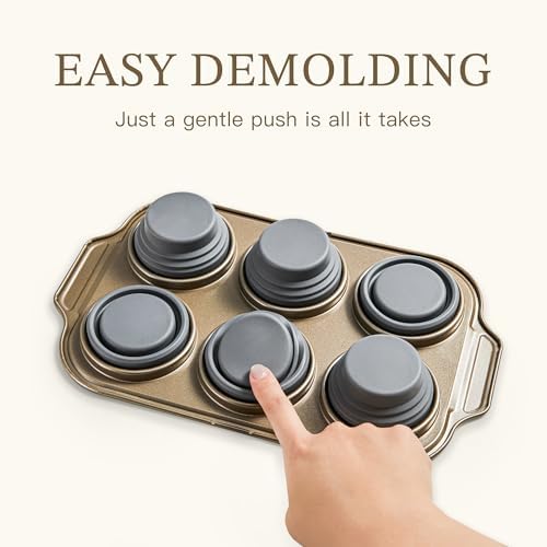 2-Pack Foldable Nonstick Silicone Muffin Pans For Baking, 6 Cups Cupcake Tin, Egg Molds, Baking For Brownies. Easy To Pop And Clean. Dishwasher Safe BPA Free.