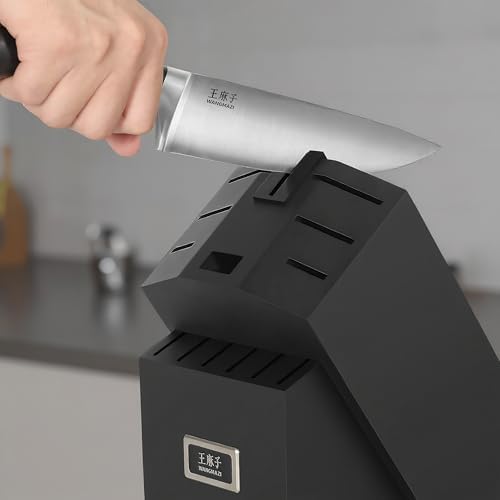 WANGMAZI 15‑Pcs Knife Block Set, High Carbon Steel, Black Pro