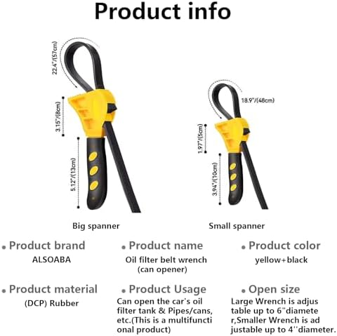 Jar Opener for Weak Hands: Strap Wrench and Rubber Wrench - Easy Bottle Opener, Strap Wrench, Effortless, Adjustable, Non-Slip - Set of Two (Odor free) - Great for Plumbing Tasks & Arthritis Elderly…
