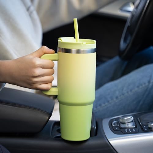 BJPKPK 40 oz Insulated Tumbler with Handle & Straw, Stainless Steel