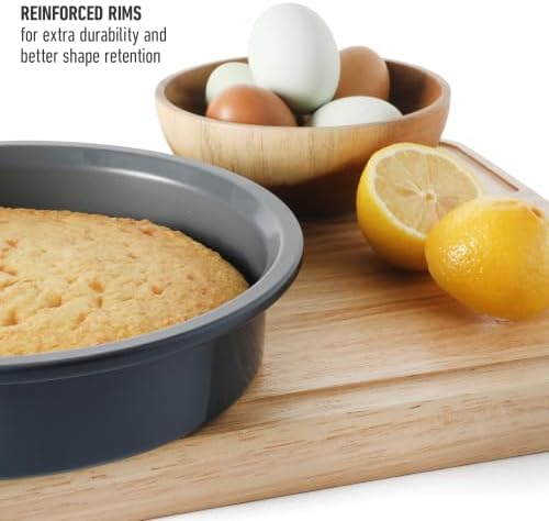 Calphalon Legacy 8 Inch Round Cake Pan, PFA Free Nonstick Bread Pan Bakeware, Heavy Gauge Steel Baking Dish for Even Heating, Oven Safe Round Baking Pan for Cakes, Brownies, Bread