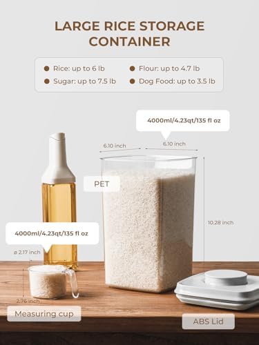 Airtight Food Storage Container, 4.22 Qt Large Pantry Canister with Pop Lid