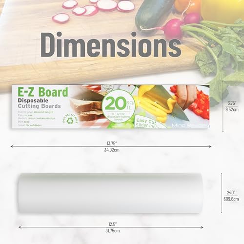 Mind Reader E-Z Board Disposable Plastic Cutting Board, Flexible, 20 sf, Camping, 13.78"L x 3.35"W x 3.74"H, 2 Pack, Clear