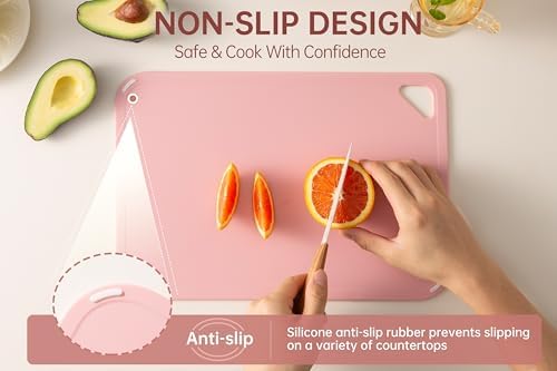 Plastic Cutting Board, Extra Large Pink Cutting Board for Kitchen
