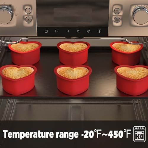 SILIVO 4 inch Heart Cake Pans, 6 Pack Nonstick Mini Heart Shaped Cake Pans