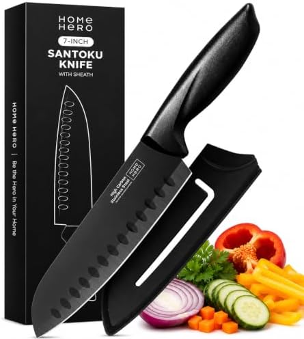 Home Hero Santoku Knife with Sheath - High Carbon Stainless Steel Knife