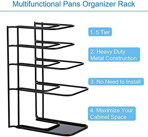 Toplife Heavy Duty Pan Organizer,Storgae Rack for Cast Iron Skillets 2 Pack