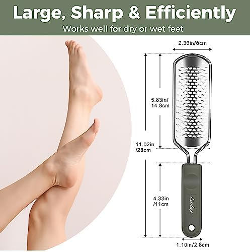 Foot File Foot Scrubber Pedicure - Callus Remover for Feet Easkep Professional Grater Rasp Foot Scraper Corns Callous Removers Cracked Dead Skin Remover for Dry and Wet Feet (Grey Green)