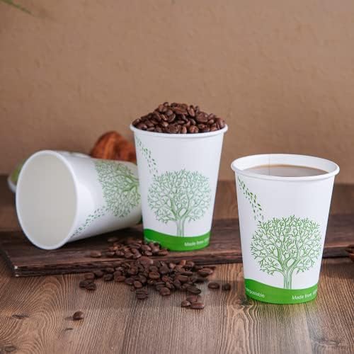 ECOLipak 240 Count 12 oz Compostable Paper Cup, Disposable Paper Coffee Cup
