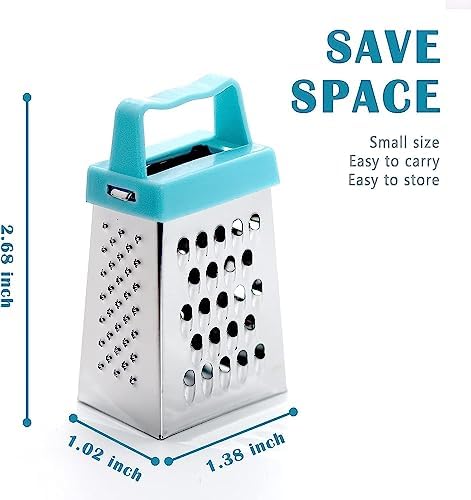 3Pcs Mini Cheese Grater, Professional Box Grater, Stainless Steel with 4 Sides, Small Box Graters for Kitchen Slicer Cheese/Ginger/Vegetable