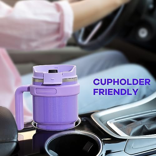 20 oz Insulated Travel Coffee Mug Tumbler with Handle and Straw