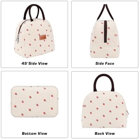 BALORAY Lunch Bag for Women Men Adult Lunch Box (Corduroy Strawberry), M