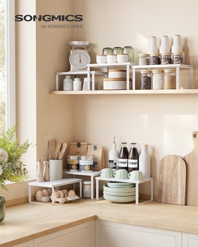 SONGMICS Cabinet Organizer Shelf, Set of 3 Spice Rack, Kitchen Storage