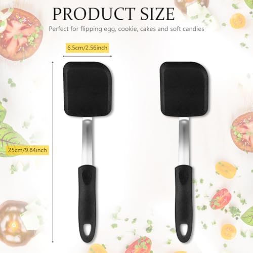 2 Pcs Mini Silicone Cookie Brownie Spatula,Solid Flat,Black