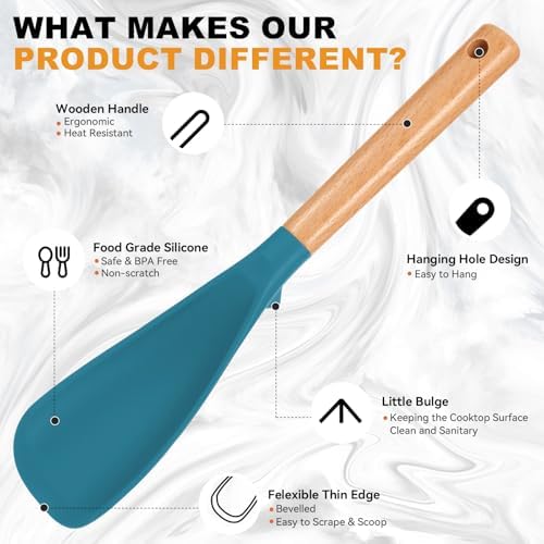 2 Pack Silicone Cooking Spoon for Nonstick Cookware, Silicone Spatula Spoon