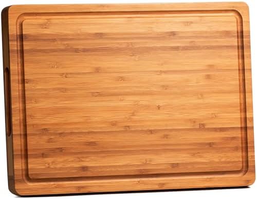 Allsum Bamboo Cutting Boards for Kitchen, 1" Extra Thick Wood Butcher Block, Heavy Duty Wooden Chopping Block, Charcuterie Boards & Cheese Platter