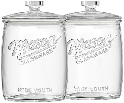 Folinstall 1 Gallon Glass Cookie Jar with Airtight Lid, 2 Pack