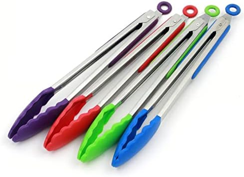 Chef Craft Premium Silicone Cooking Tongs, 12 inch, Blue