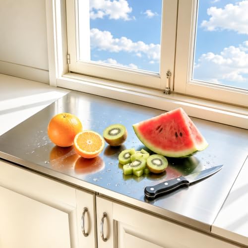 Stainless Steel Cutting Board with Lip Metal Chopping Board for Kitchen