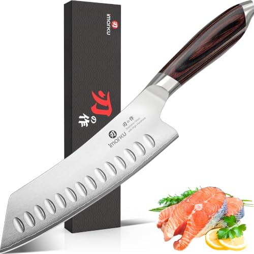 imarku Japanese Santoku Knife 7 Inch, 10Cr15CoMoV 3-Layer Stainless Steel