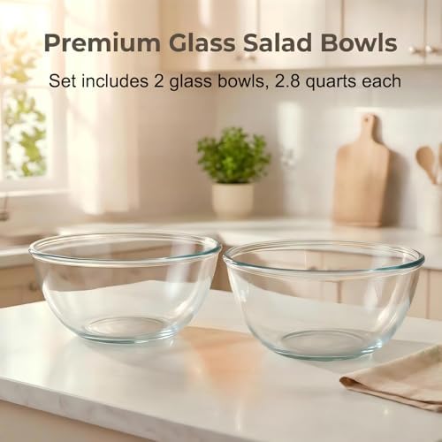 Borosilicate Glass Mixing Bowls 2-pk (9in, 2.8 QT) for home bakers