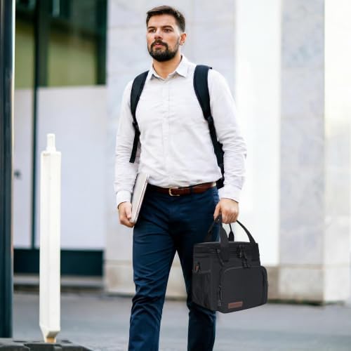 MIYCOO Lunch Bag for Men & Women, Expandable Double Deck Lunch Box, 15L