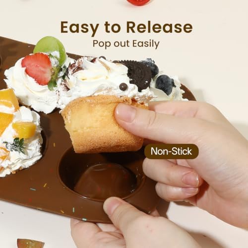 4 Pack Silicone Muffin Pan for Baking, Regular Size Nonstick Cupcake Pan, 6-Cup Silicone Muffin Tin BPA Free Dishwasher Safe, Great for Muffin Cupcake Brownie Egg Tart