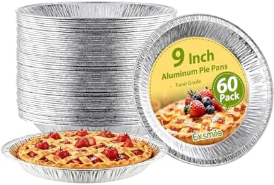 60 Pack 9 Inch Disposable Aluminum Pie Pans - Round Foil Pie Tins, Foil Plates, Takeout Food Containers for Tart Baking, Cooking, Reheating, Roasting