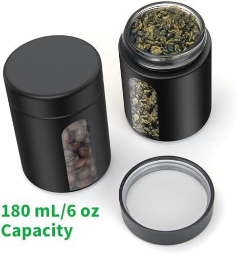 Glass Storage Jar (6 oz), 3 Pack Premium Smell Proof Visual Container with Child Resistant Cap, Small Waterproof Bottle Multipurpose Container for Coffee Teas Herbs Spices(180ml)