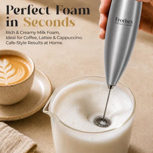 Milk Frother Handheld Electric Whisk with Stand & Batteries Coffee Latte