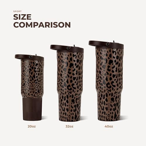 HydroJug Sport 20 oz Insulated Stainless Steel Water Bottle, Brown Leopard