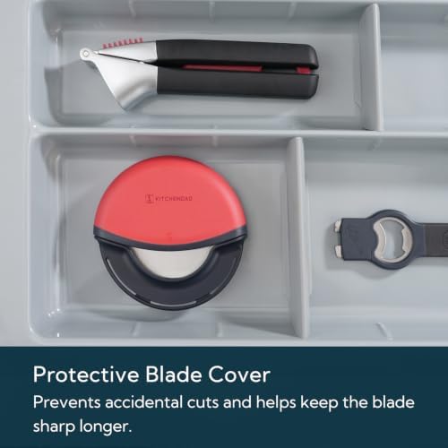 KITCHENDAO Pizza Cutter Wheel with Cover, Detachable, 4 Inch Blade, Red