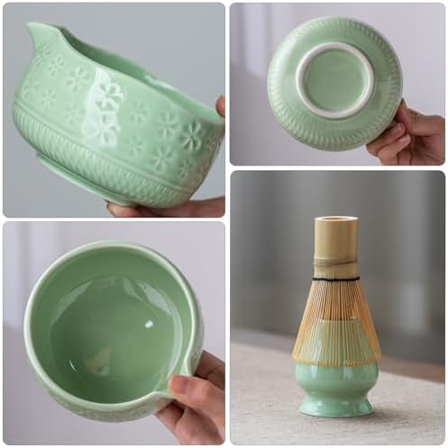 Buucup Matcha Whisk Set, Ceramic Matcha Kit with Bowl & Bamboo Tools