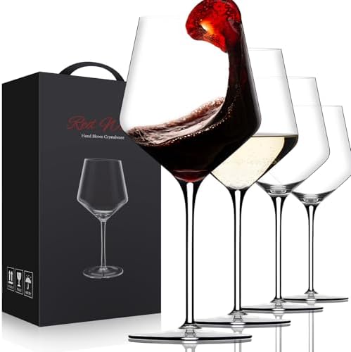 OJA Wine Glasses Set, Crystal Hand Blown Red Wine Glass Set of 4, 18 oz