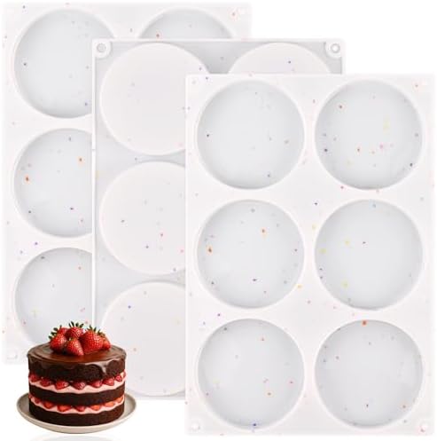 HUAKENER 3 Pcs Silicone Muffin Top Pan for Baking, 4 Inch Round Baking Mold