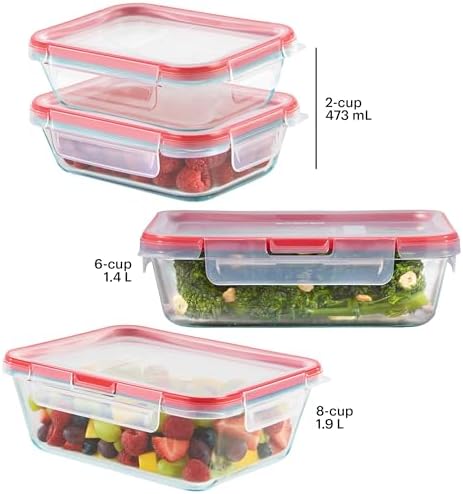 Pyrex Freshlock (4-Pack) Mixed Sized Glass Food Storage Containers Set