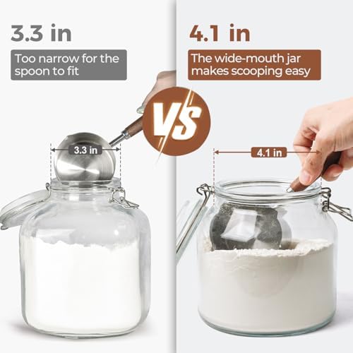 ComSaf Glass Pantry Jars with Airtight Lids 74 oz 2 Pack Large Wide Mouth