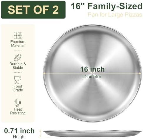 Kirecoo 16" Round Nonstick Stainless Steel Pizza Pan for Oven