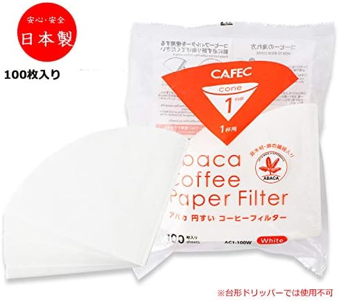 CAFEC 100-pack White cone-shaped V60 01 style universal 1 to 2 cup Disposable Coffee Filter for Pour Over Dripper brewing