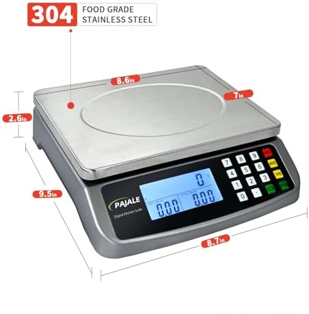 66lb/30kg Food Scale, Large Digital Kitchen Scale 0.05oz/1g Commercial Scale for Food 304 Stainless Steel Counting Scale for sourdough Bread Baking Cooking Meat Restaurant Vegetables Farm