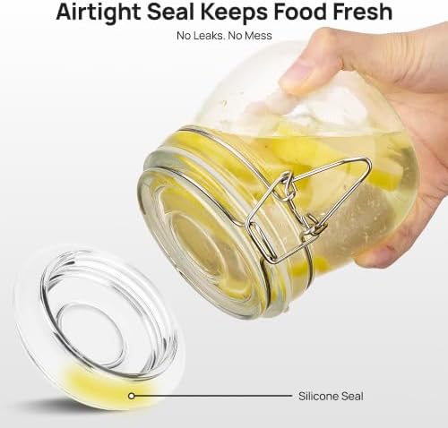 Vtopmart 16oz Glass Food Storage Jars with Airtight Clamp Lids, 3 Pack