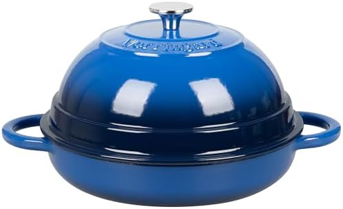 VORRINGARD Cast Iron Enameled Dutch Oven Pot with Lid for Bread Baking, Bread Oven, 6 Quart, Blue