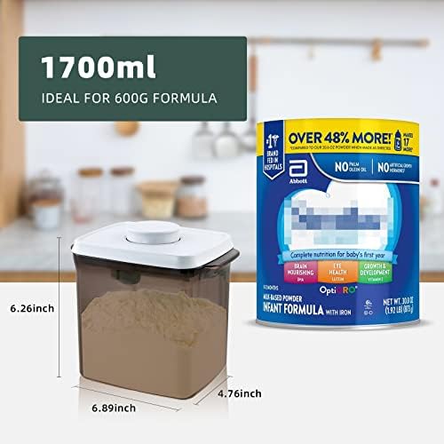 Baby Formula Container, 1700ml Airtight Canister with One-Hand Pop Lid