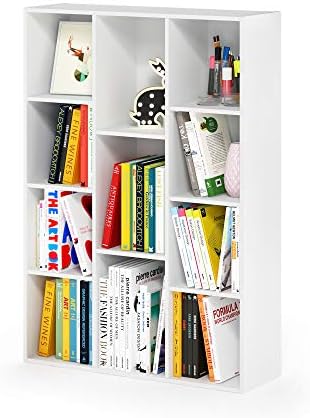 Furinno LUDER Book Shelf, 11-Cube Bookshelf, Reversible Bookcase, 9.4 x 29.1 x 41.7, Easy Assembly, for Living Room, Bedroom, Home Office, White