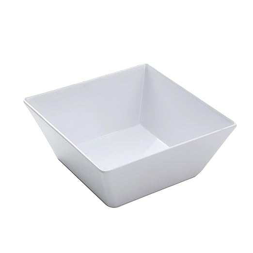 American Metalcraft MELSQ94 Melamine 9.5" Square Bowl, 125-Ounce, White