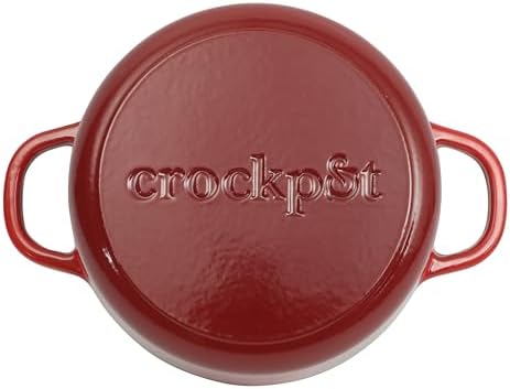 Crock Pot Artisan 3-Quart Round Cast Iron Dutch Oven With Oven Safe Borasilicate Lid - Red