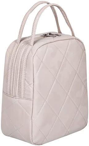 Machine Washable Women Quilted Fabric Insulated Reusable Cooler Lunch Bag Tote Adult Thermal Lunch Box Storage Bag for Ｗork (Cloud Camo)