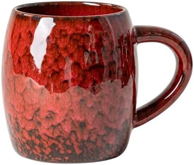 Crimson Ember Ceramic Mug, 21oz Reactive Glaze Coffee Mug, Gift for Him
