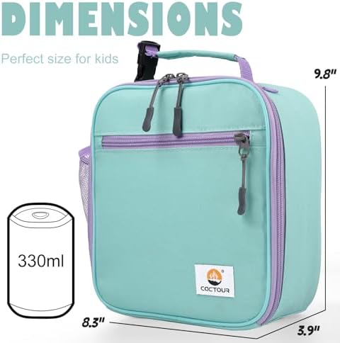 CaCTOUR Lunch Box Kids,Premium Insulated Lunch Bag for Girls Boys,Soft Bag Mini Cooler Back to School Thermal Reusable Lunch Bag for Work School Picnic (Light Green)