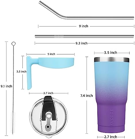 BJPKPK 20 oz Tumbler with Handle & Straw, Insulated Stainless Steel Mug